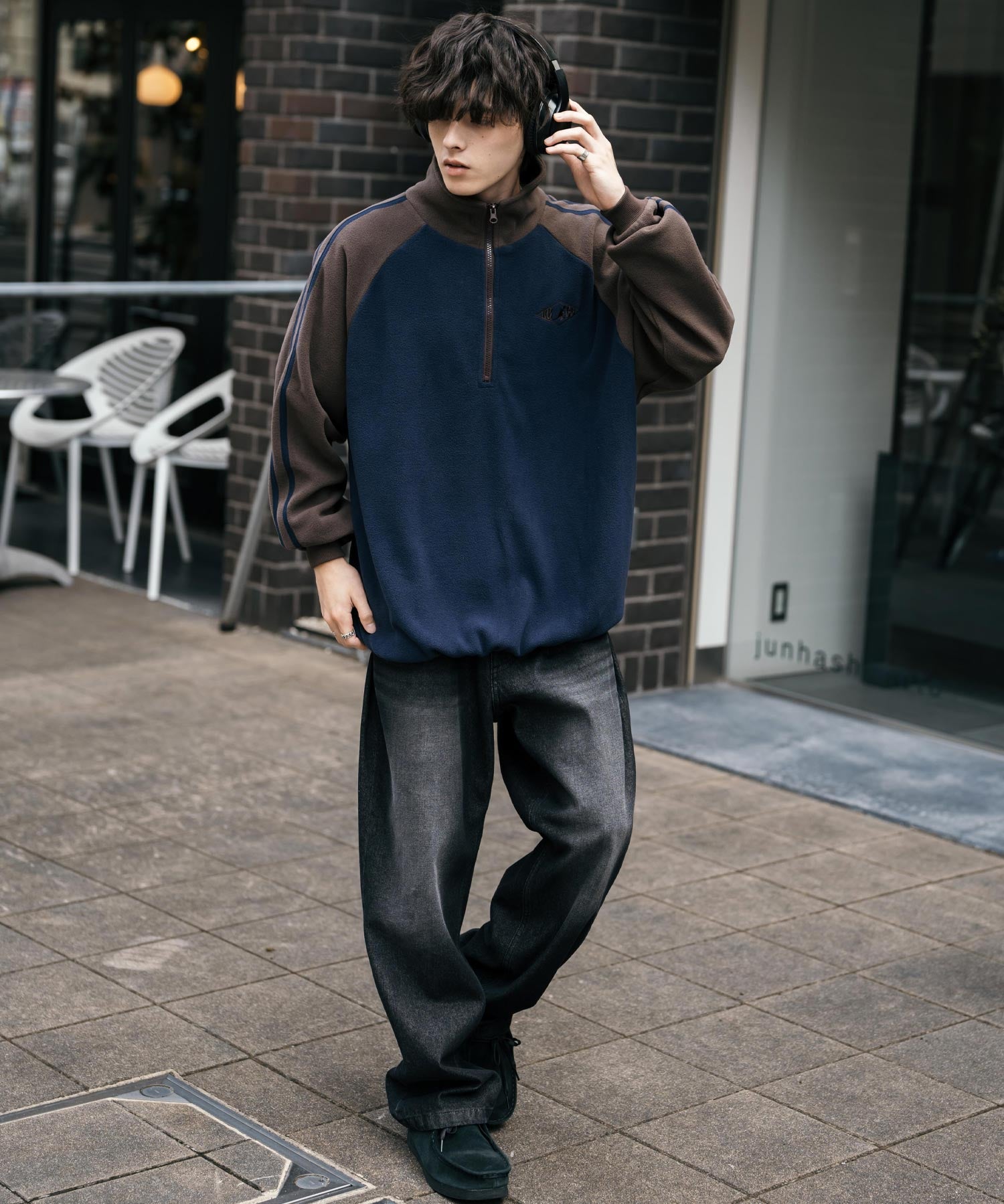 新色追加 KANGOL カンゴール 別注コラボオーバーサイズサイドラインワンポイントロゴ刺繍ハーフジップフリーストレーナー 13847