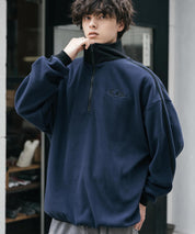 新色追加 KANGOL カンゴール 別注コラボオーバーサイズサイドラインワンポイントロゴ刺繍ハーフジップフリーストレーナー 13847