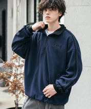 新色追加 KANGOL カンゴール 別注コラボオーバーサイズサイドラインワンポイントロゴ刺繍ハーフジップフリーストレーナー 13847