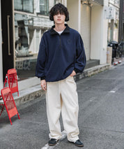 新色追加 KANGOL カンゴール 別注コラボオーバーサイズサイドラインワンポイントロゴ刺繍ハーフジップフリーストレーナー 13847