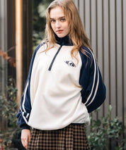 新色追加 KANGOL カンゴール 別注コラボオーバーサイズサイドラインワンポイントロゴ刺繍ハーフジップフリーストレーナー 13847