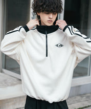 新色追加 KANGOL カンゴール 別注コラボオーバーサイズサイドラインワンポイントロゴ刺繍ハーフジップフリーストレーナー 13847
