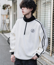 新色追加 KANGOL カンゴール 別注コラボオーバーサイズサイドラインワンポイントロゴ刺繍ハーフジップフリーストレーナー 13847