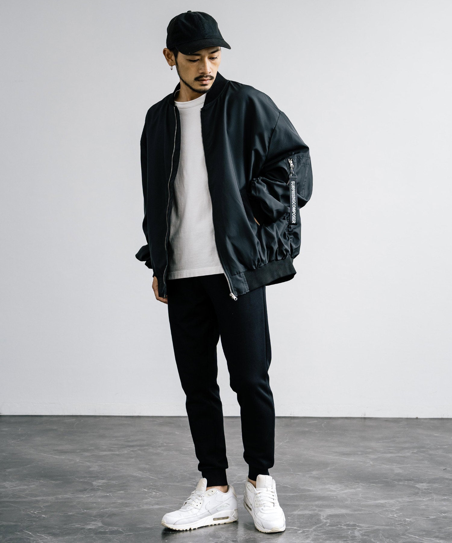 【試着】MARK&LONA ナイロンパンツ 黒 ジョガー DST スウェット 無地＆サイドラインポンチスウェットジョガーパンツ / トラックパンツ