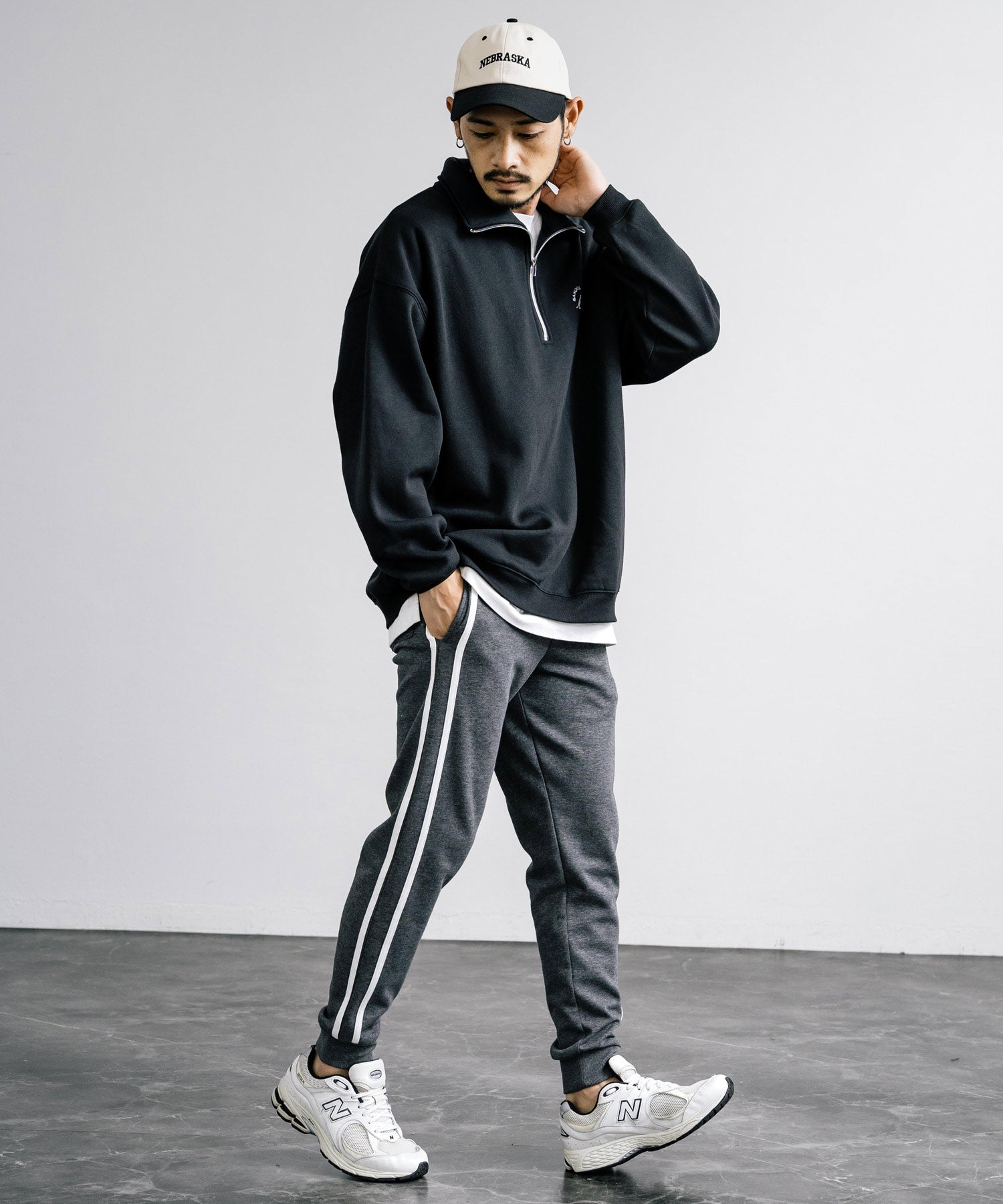 無地＆サイドラインポンチスウェットジョガーパンツ / トラックパンツ