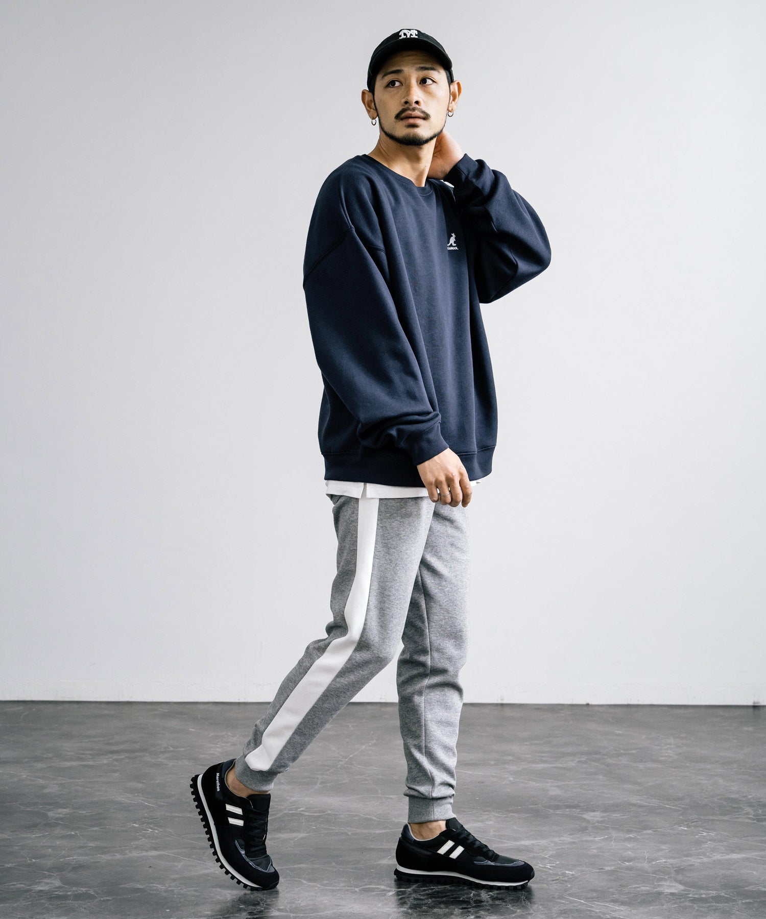 無地＆サイドラインポンチスウェットジョガーパンツ / トラックパンツ