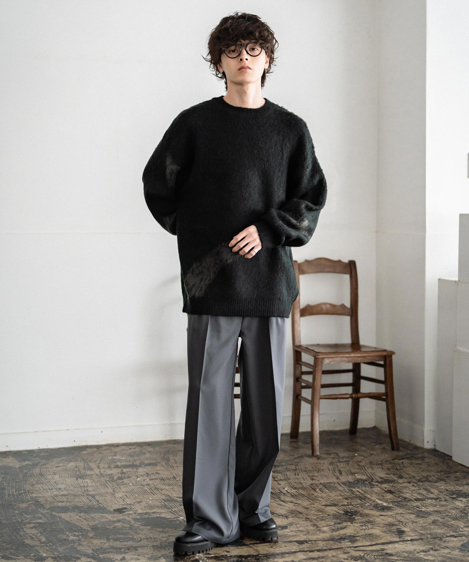 新色追加】オーバーサイズ モヘアライクグラデーションニット 13940