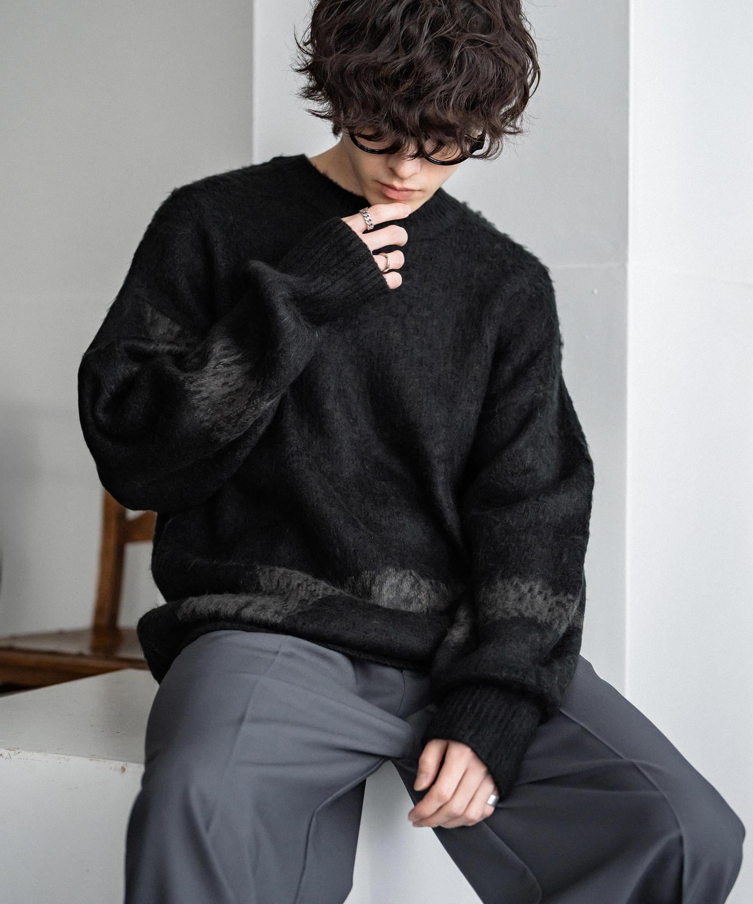 【新色追加】オーバーサイズ モヘアライクグラデーションニット 13940