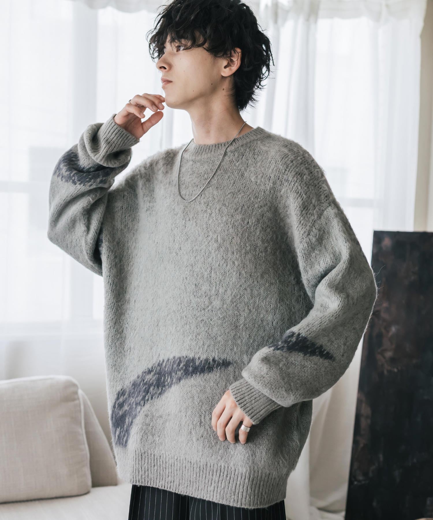【新色追加】オーバーサイズ モヘアライクグラデーションニット 13940