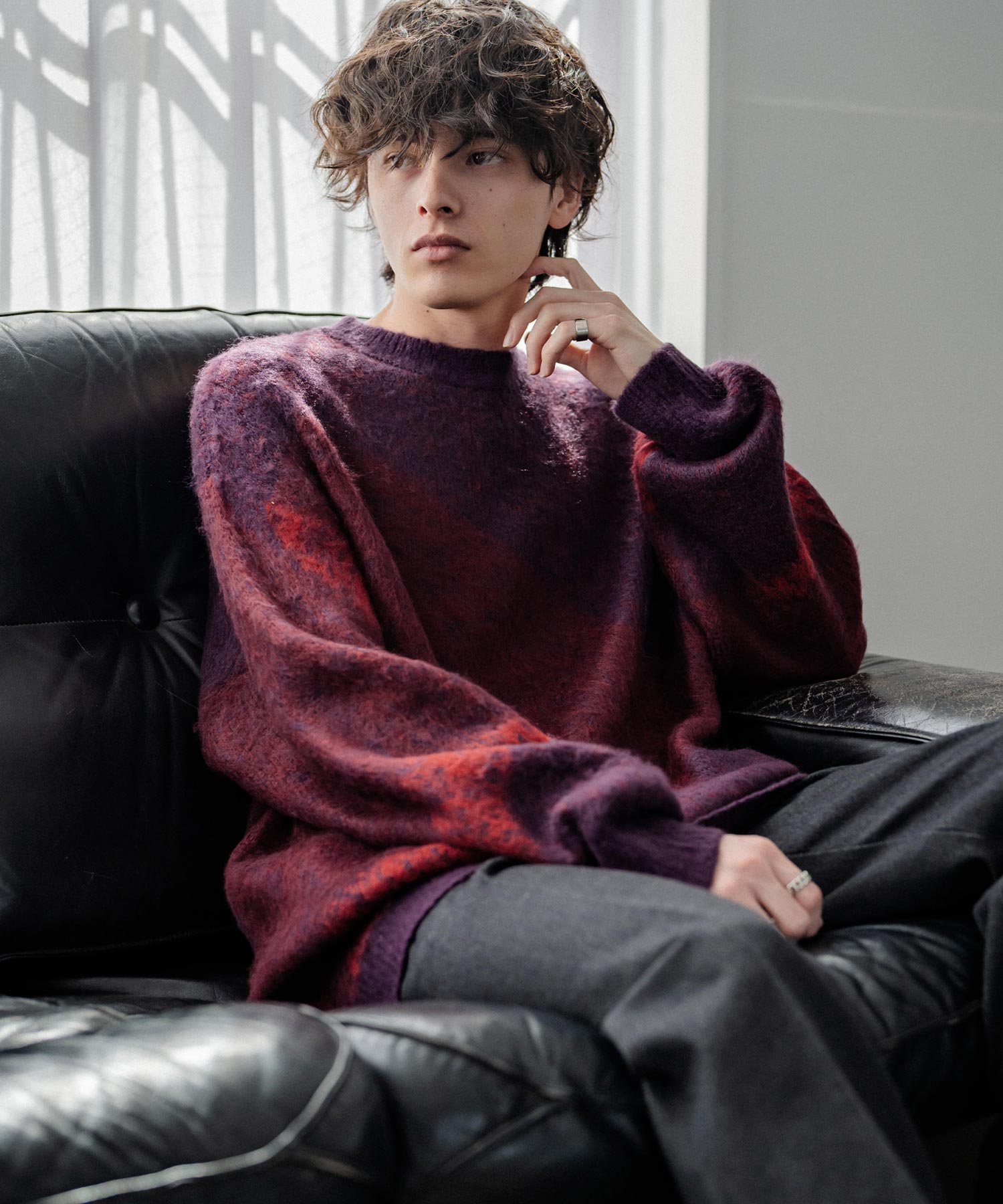 新色追加】オーバーサイズ モヘアライクグラデーションニット 13940