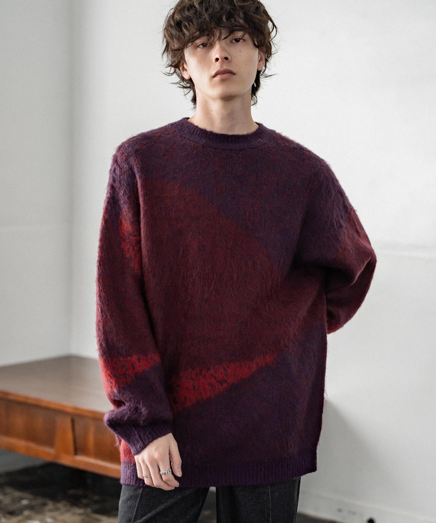 【新色追加】オーバーサイズ モヘアライクグラデーションニット 13940