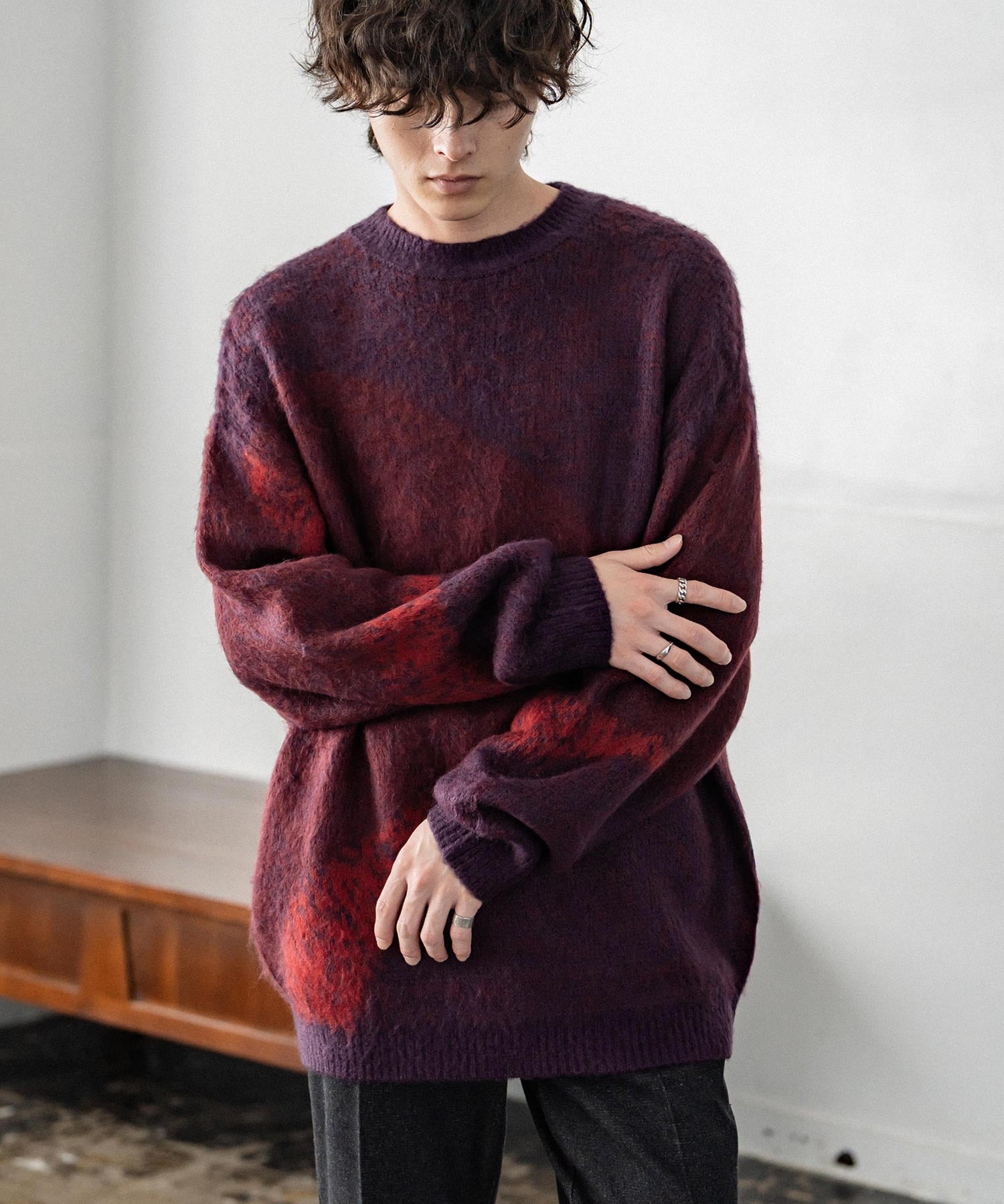 【新色追加】オーバーサイズ モヘアライクグラデーションニット 13940