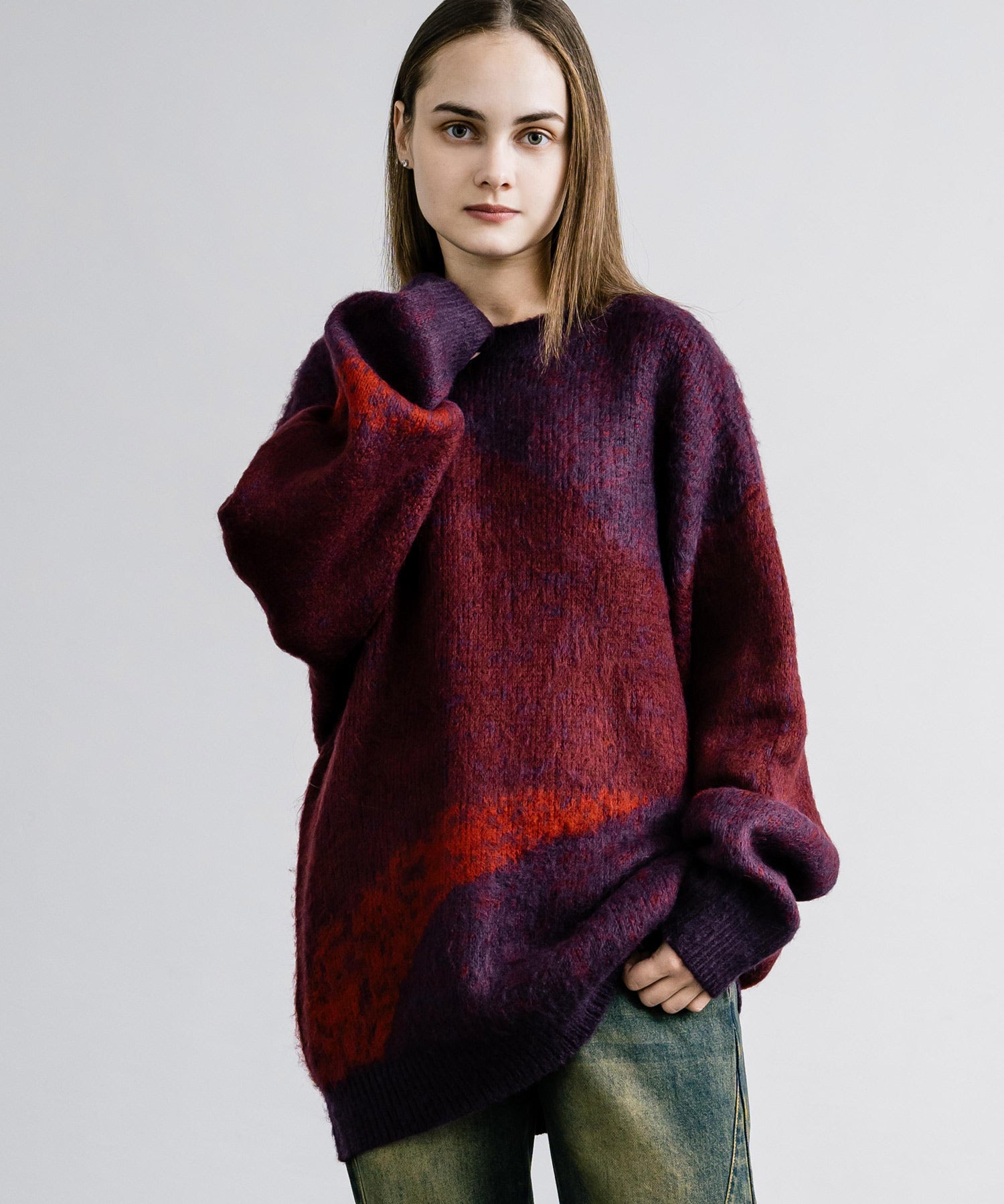 【新色追加】オーバーサイズ モヘアライクグラデーションニット 13940