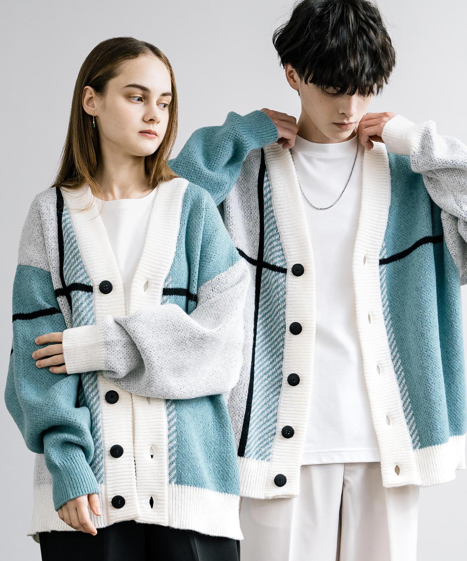 オーバーサイズ 7Gクロスチェック柄Vネックカーディガン – Rocky Monroe