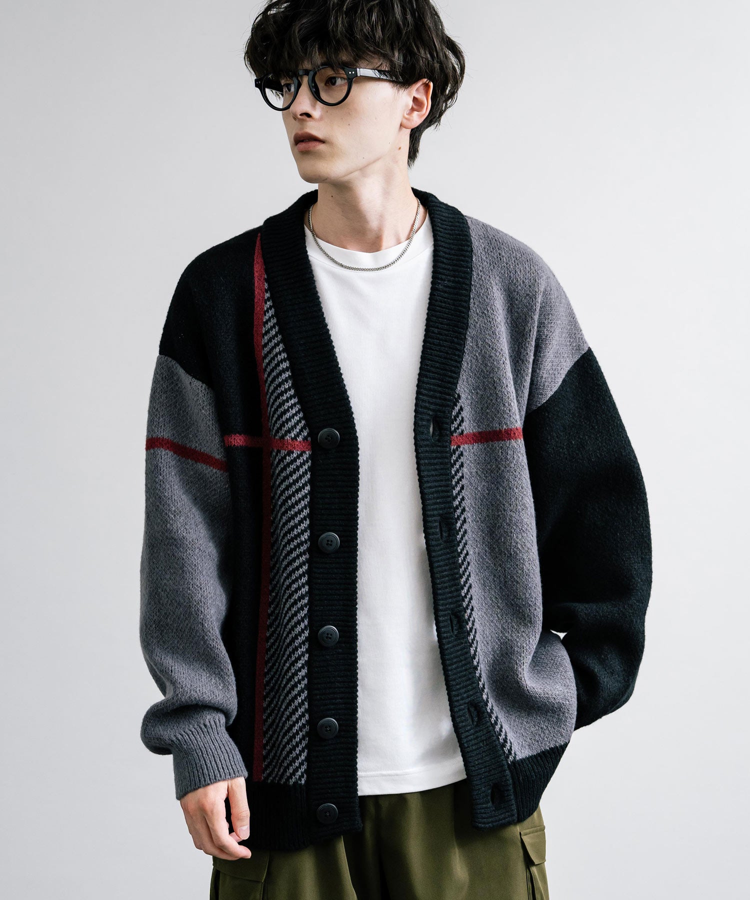 オーバーサイズ 7Gクロスチェック柄Vネックカーディガン – Rocky Monroe