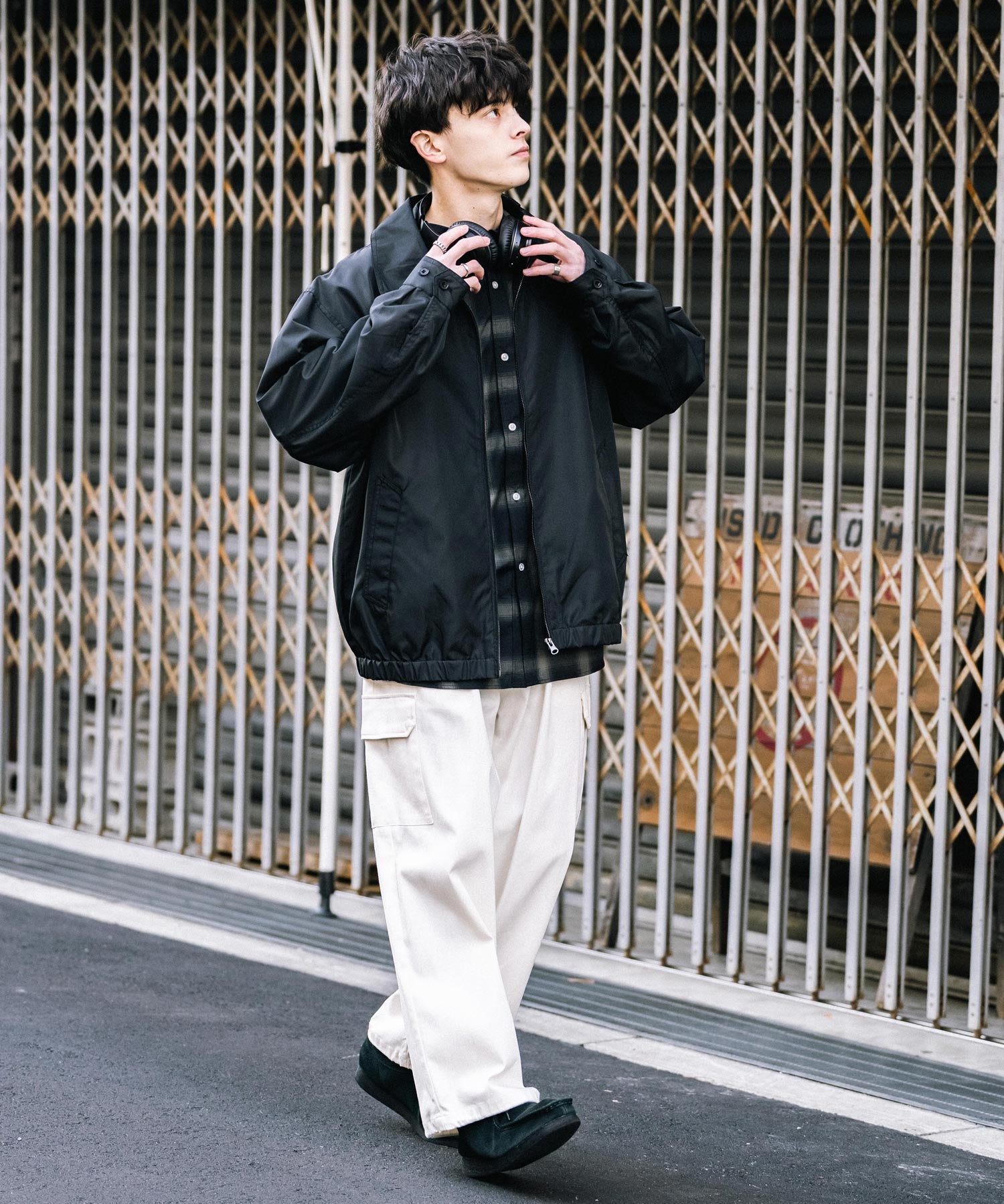 オーバーサイズ ポリDEWSPOショート丈ブルゾン スイングトップ