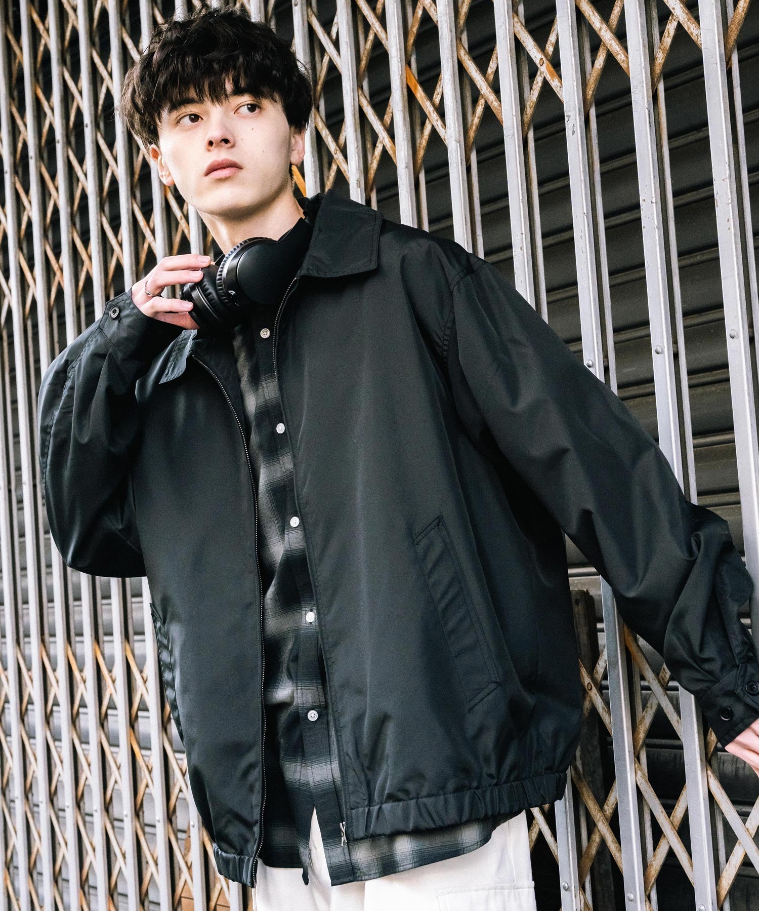 オーバーサイズ ポリDEWSPOショート丈ブルゾン スイングトップ
