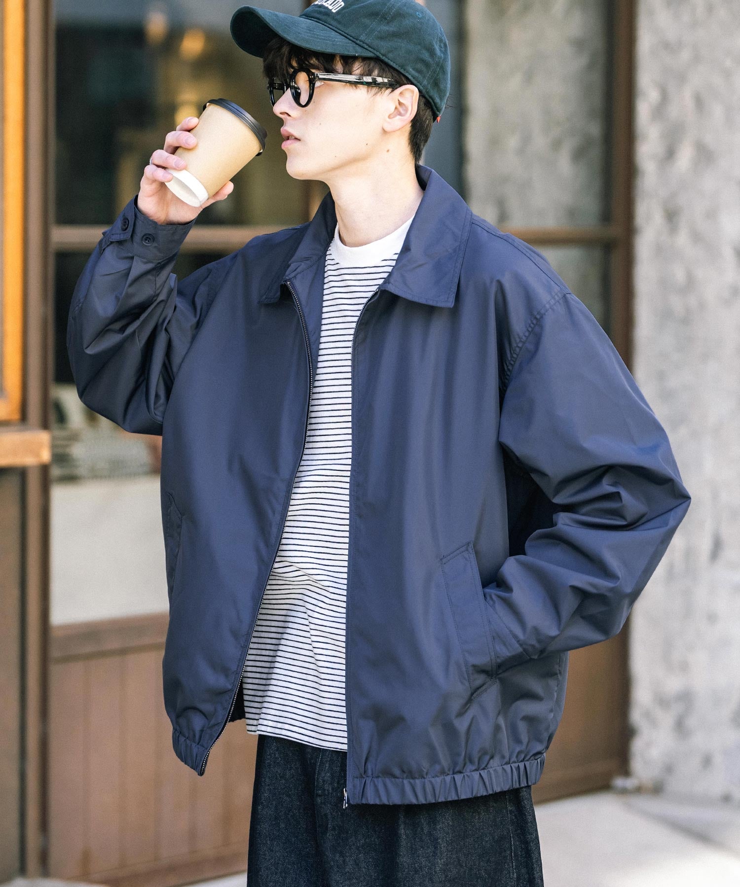オーバーサイズ ポリDEWSPOショート丈ブルゾン スイングトップ