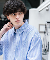 新色追加 オーバーサイズ 無地/チェック柄/ストライプ柄レギュラーカラー半袖シャツ 13977