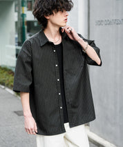 新色追加 オーバーサイズ 無地/チェック柄/ストライプ柄レギュラーカラー半袖シャツ 13977