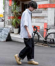 新色追加 オーバーサイズ 無地/チェック柄/ストライプ柄レギュラーカラー半袖シャツ 13977