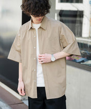 新色追加 オーバーサイズ 無地/チェック柄/ストライプ柄レギュラーカラー半袖シャツ 13977