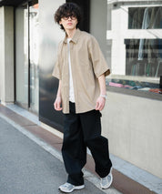 新色追加 オーバーサイズ 無地/チェック柄/ストライプ柄レギュラーカラー半袖シャツ 13977