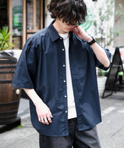 新色追加 オーバーサイズ 無地/チェック柄/ストライプ柄レギュラーカラー半袖シャツ 13977