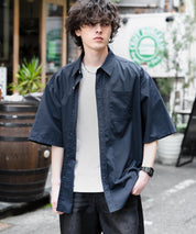 新色追加 オーバーサイズ 無地/チェック柄/ストライプ柄レギュラーカラー半袖シャツ 13977