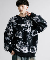 新色追加 フェザーヤーン オーバーサイズフラワー柄クルーネックニット 14031