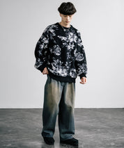 新色追加 フェザーヤーン オーバーサイズフラワー柄クルーネックニット 14031