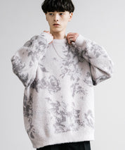 新色追加 フェザーヤーン オーバーサイズフラワー柄クルーネックニット 14031