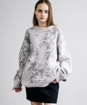 新色追加 フェザーヤーン オーバーサイズフラワー柄クルーネックニット 14031