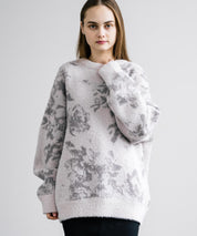 新色追加 フェザーヤーン オーバーサイズフラワー柄クルーネックニット 14031