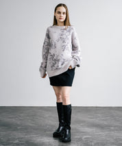 新色追加 フェザーヤーン オーバーサイズフラワー柄クルーネックニット 14031