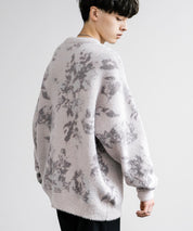 新色追加 フェザーヤーン オーバーサイズフラワー柄クルーネックニット 14031