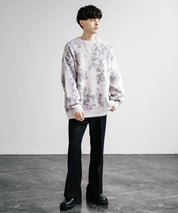 新色追加 フェザーヤーン オーバーサイズフラワー柄クルーネックニット 14031