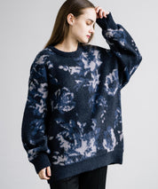 新色追加 フェザーヤーン オーバーサイズフラワー柄クルーネックニット 14031