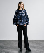 新色追加 フェザーヤーン オーバーサイズフラワー柄クルーネックニット 14031