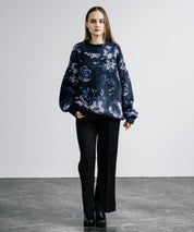 新色追加 フェザーヤーン オーバーサイズフラワー柄クルーネックニット 14031