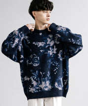 新色追加 フェザーヤーン オーバーサイズフラワー柄クルーネックニット 14031