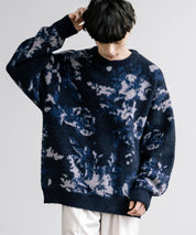 新色追加 フェザーヤーン オーバーサイズフラワー柄クルーネックニット 14031