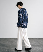 新色追加 フェザーヤーン オーバーサイズフラワー柄クルーネックニット 14031