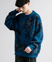 新色追加 フェザーヤーン オーバーサイズフラワー柄クルーネックニット 14031