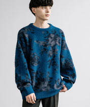 新色追加 フェザーヤーン オーバーサイズフラワー柄クルーネックニット 14031