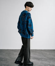 新色追加 フェザーヤーン オーバーサイズフラワー柄クルーネックニット 14031