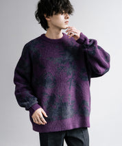 新色追加 フェザーヤーン オーバーサイズフラワー柄クルーネックニット 14031