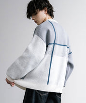 新色追加 オーバーサイズ クロスチェック柄クルーニット　14052