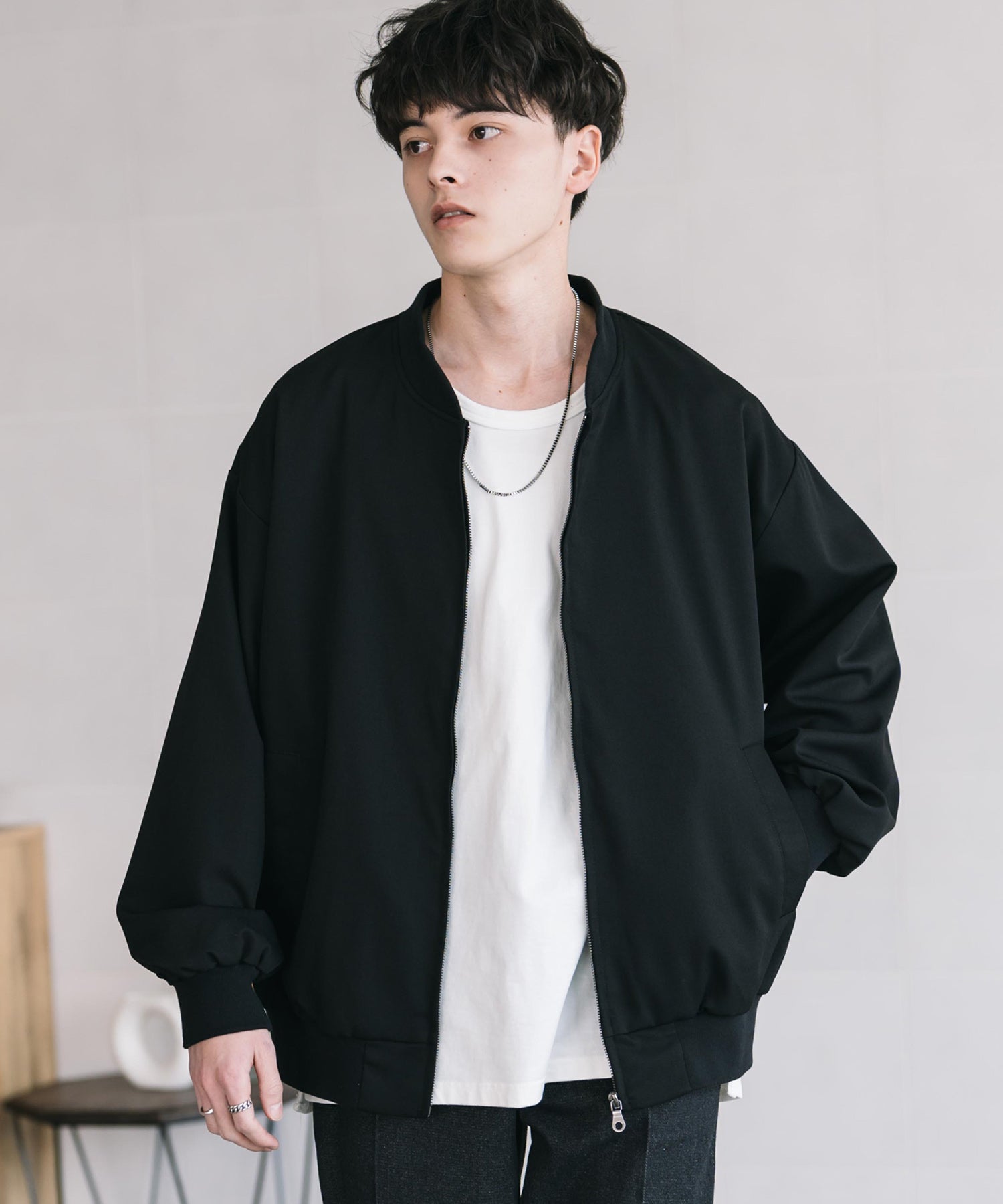 オーバーサイズ TRストレッチMA-1/ジップアップショートブルゾン 14119