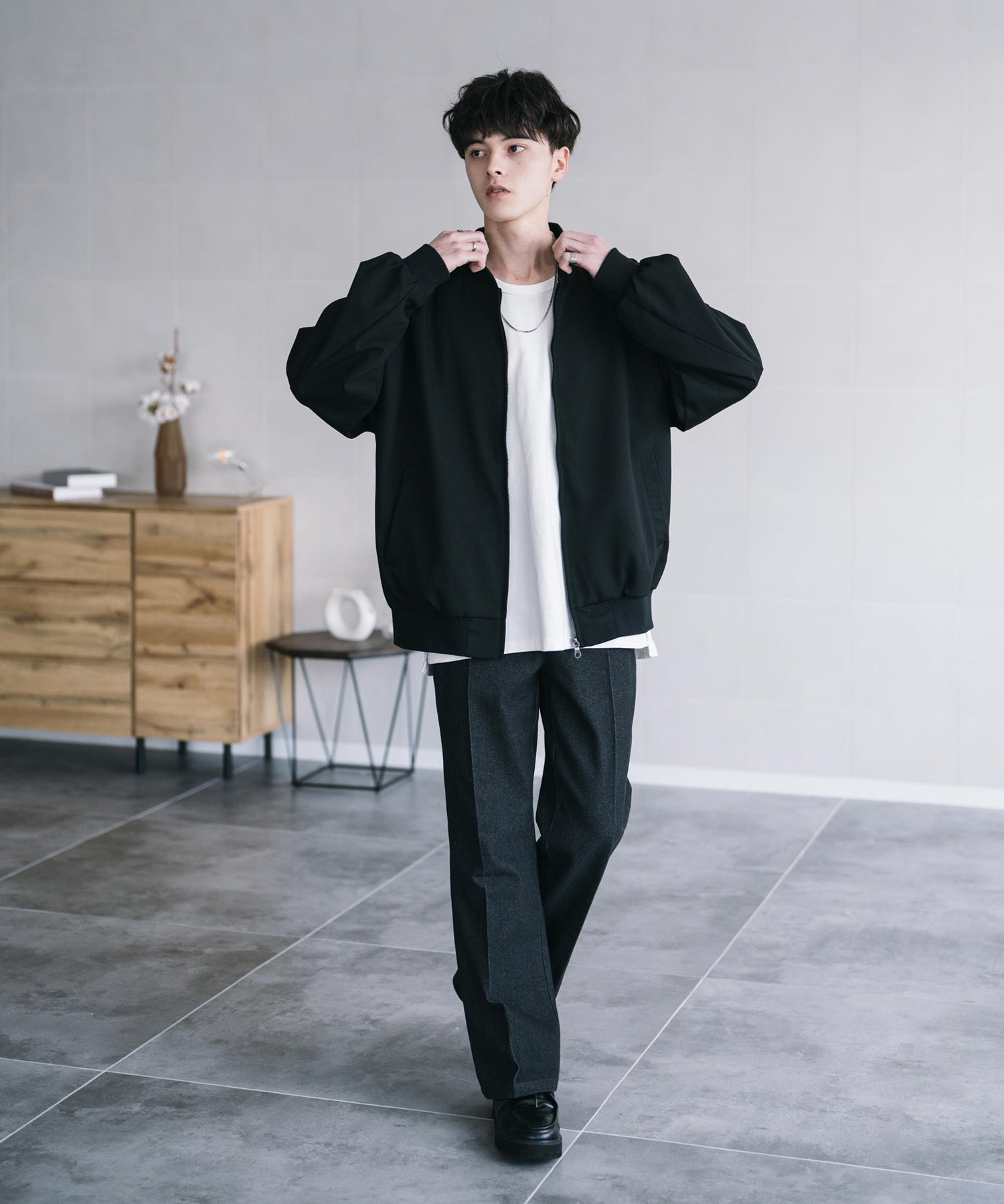 オーバーサイズ TRストレッチMA-1/ジップアップショートブルゾン 14119